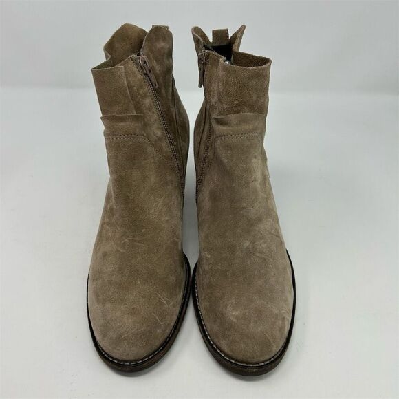 Paul Green Taupe Light Brown Suede Ankle Booties Size 6.5 Casual Block Heel - Picture 4 of 12